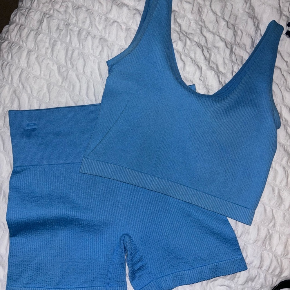 Colsie Blue Sports Bra and Shorts Set